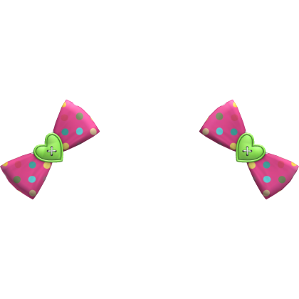 (14) Hot Pink/Lime Green Polka Bows Roblox item