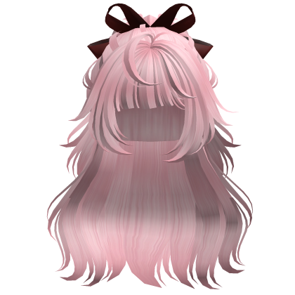 Super Fluffy Ponytail W Bow Pink Red Roblox
