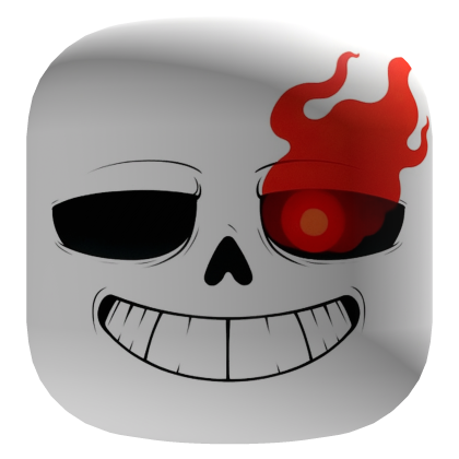 Smiling Skeleton Evil Sans Face - White Red Flames Roblox item