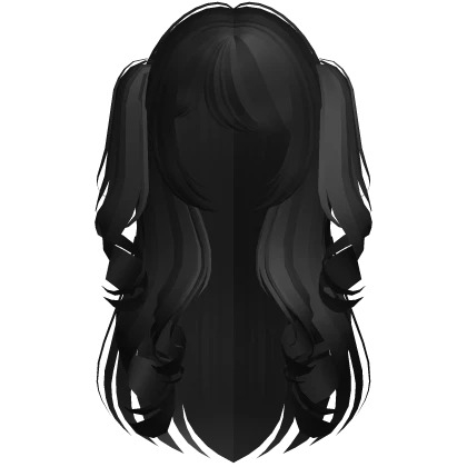 ♡ : cute black long curly hair with pigtails Roblox item render