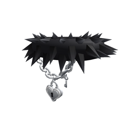 Black Fur Collar with Padlock Chain