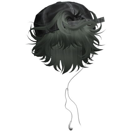 Wavy Grunge Boy Hair with NY Hat in Green Roblox item