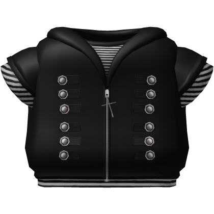 gothic white striped button hoodie w cross black