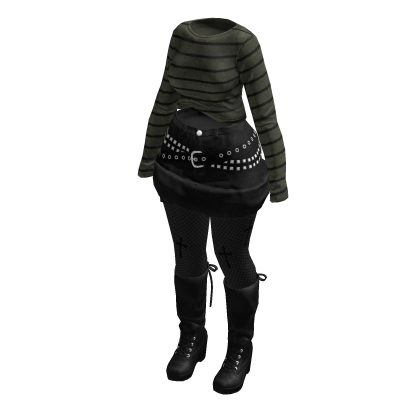 Dark Y2K Striped Sweater Gothic Tights(BlackKhaki)