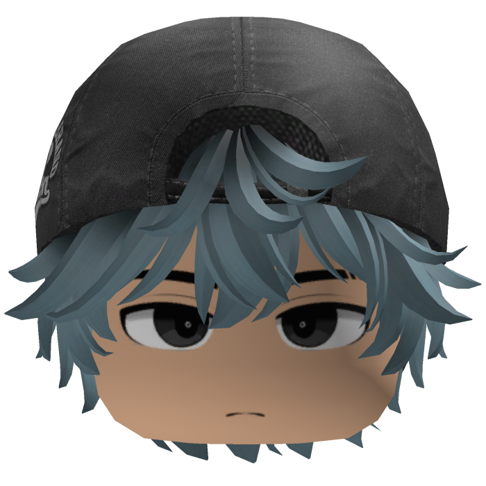 Cute Y2K Emo Cap - Black & Steel Blue