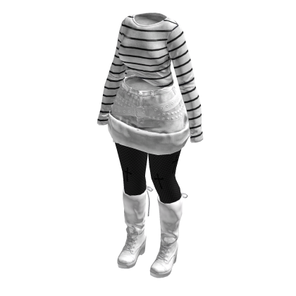Dark Y2K Striped Sweater Gothic Tights (White)