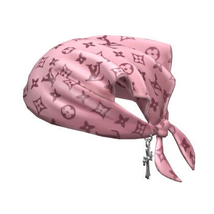 Tied LV Bandana Hat with Cross Chain