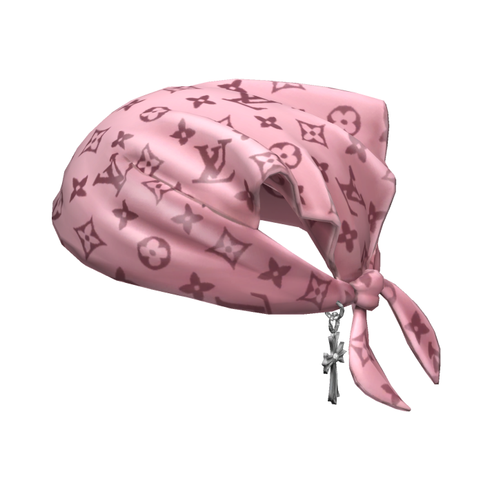 Tied LV Bandana Hat with Cross Chain