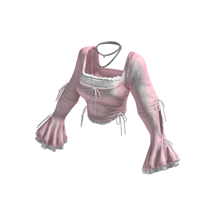 Pink Vintage Coquette Ruffle Longsleeve