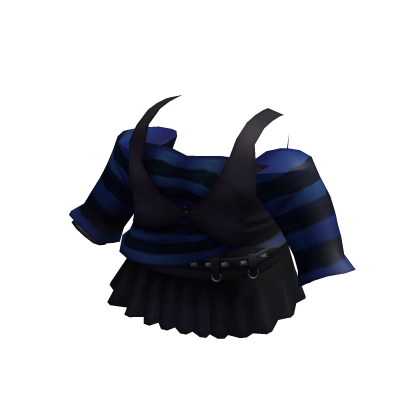 Blue & Black Gothic Vamp Striped Dress