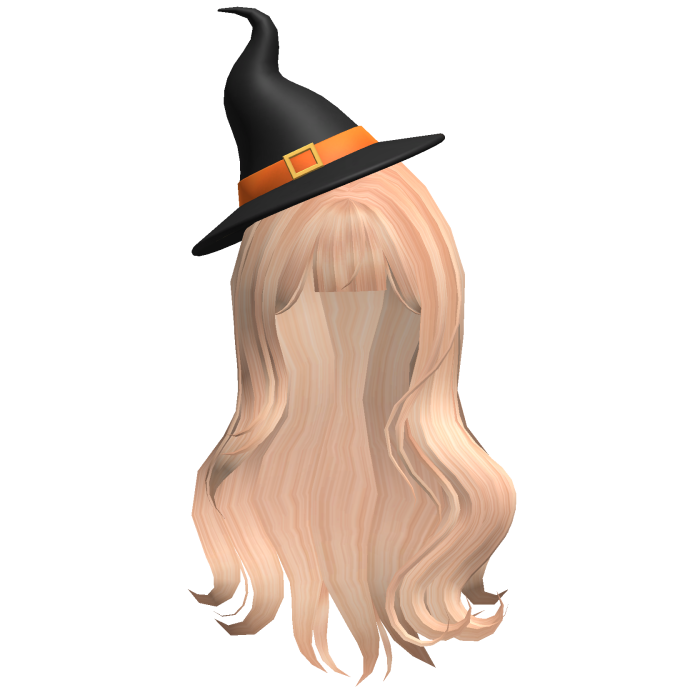 Blonde Wavy Hair with Halloween Witch Hat