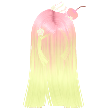 Glowy Cherry Cream Long Hime Cut (Pink&Green) Roblox item