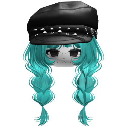 ♡ Punk Messy Braids w/ Beret & Face (Teal) thumbnail