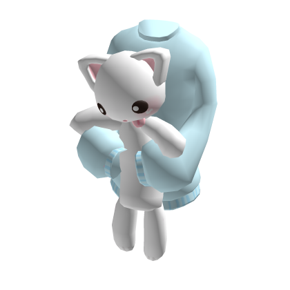 cute kawaii silly kitty blue huggable sweater thumbnail