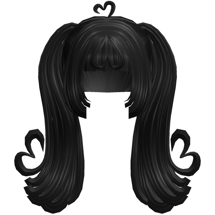 Curled Doll Swirl Heart Pigtails in Black