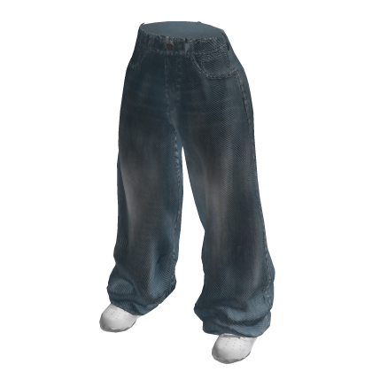 Baggy Jeans Pants Blue & White Shoes