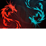 Blue and red dragons