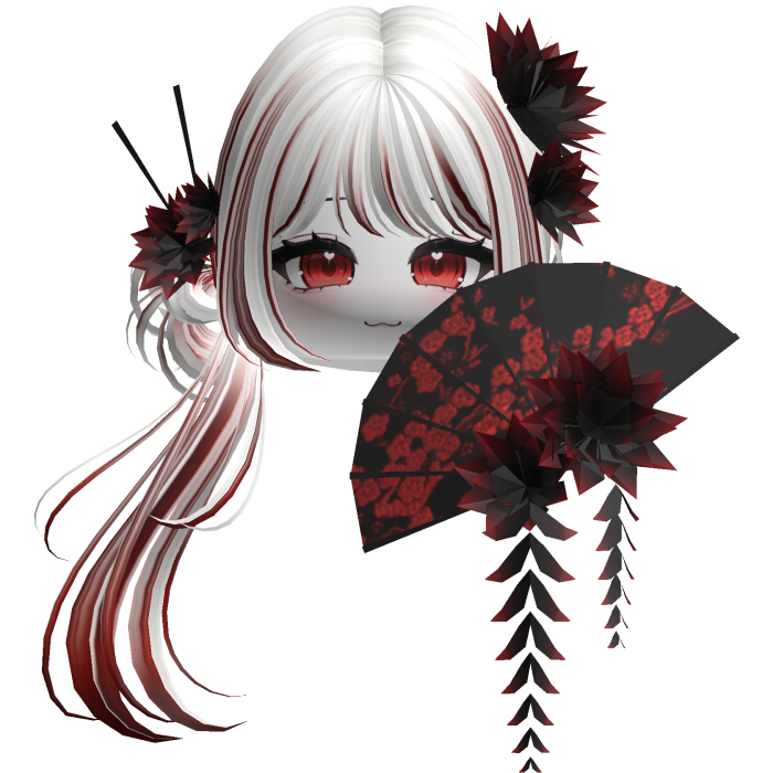 Side Ponytail w/ Cherry Blossoms & Fan