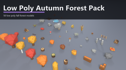 Low Poly Autumn Forest Pack x50 Fall Trees Leaves preview 1