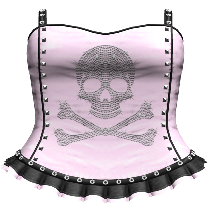Emo Pink/Black Rhinestone Skull Dress