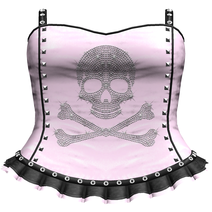 Emo Pink/Black Rhinestone Skull Dress
