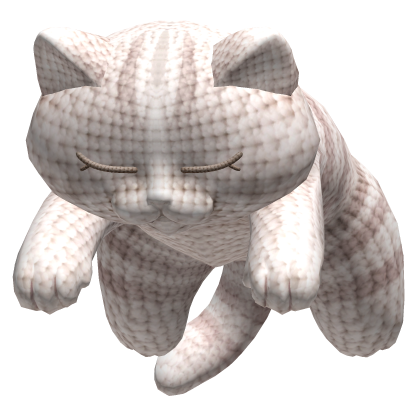 Cute Sleeping Cat on Head - White Yarn Crochet