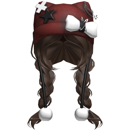 Cute Winter Braids w/ Beanie (Red) Roblox item