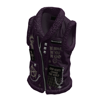 Punk Patchwork Biker Vest ⭐ (Purple)
