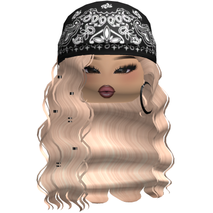 Crimped Waves W/ Boho Bandana Black V6 Roblox item