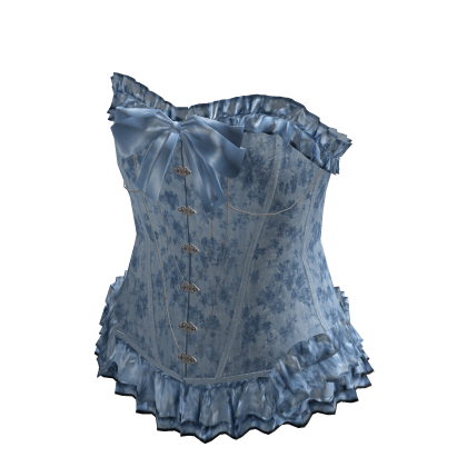 Floral Ruffle Corset Top (Blue)