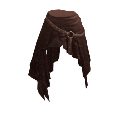 Grunge Draped Skirt w/ Studded Belt (Brown)