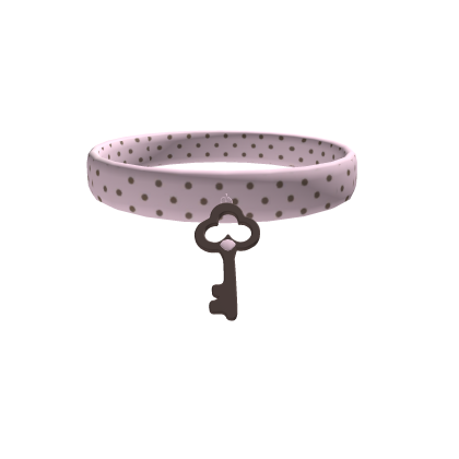 cute key pink brown polkadot choker necklace