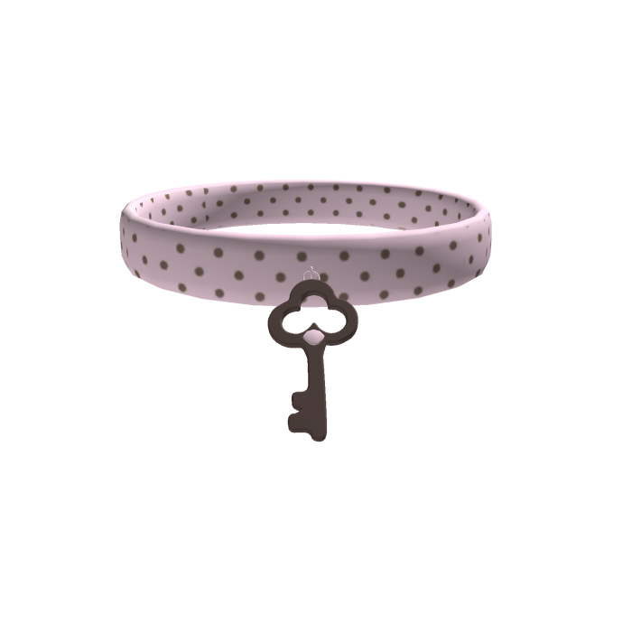 cute key pink brown polkadot choker necklace