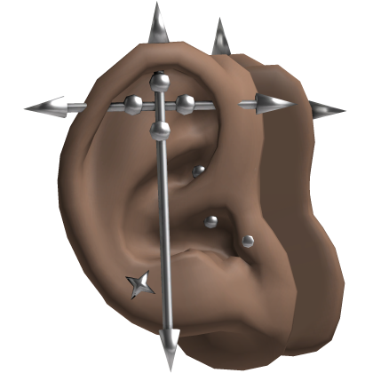 Brown Ears /w Punk Emo Cross Stud Silver Earrings