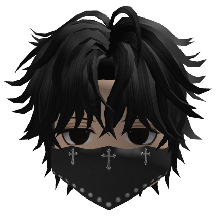 Layered Anime Hair w/ Bandana (Black)