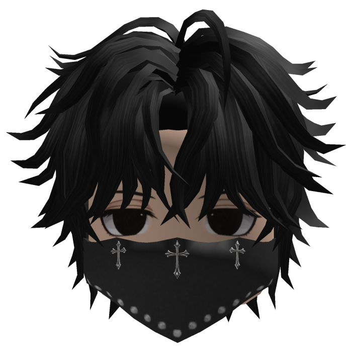Layered Anime Hair w/ Bandana (Black)