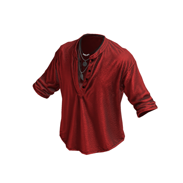 Red Henley Loose Button Up