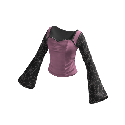 Goth Cropped Sweater w/ Bell Sleeves (Pink)