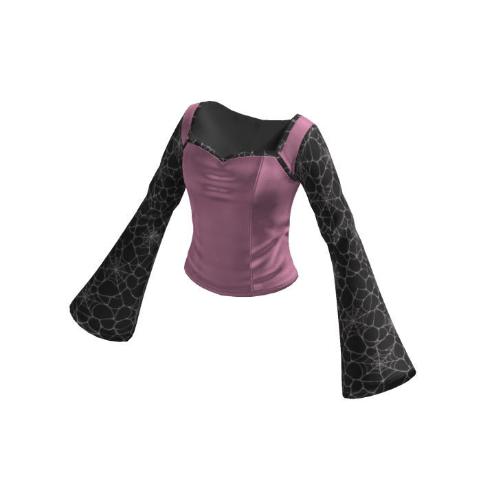Goth Cropped Sweater w/ Bell Sleeves (Pink)