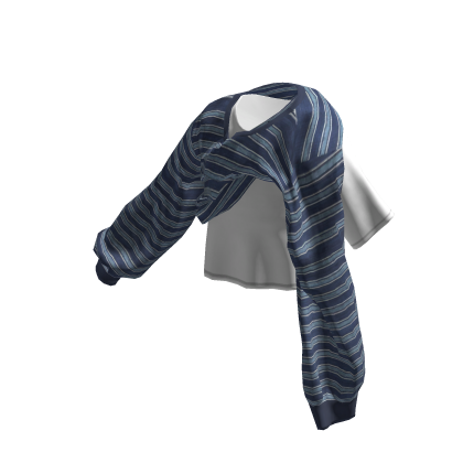 💜 Y2K Striped Layered Sweater_Blue