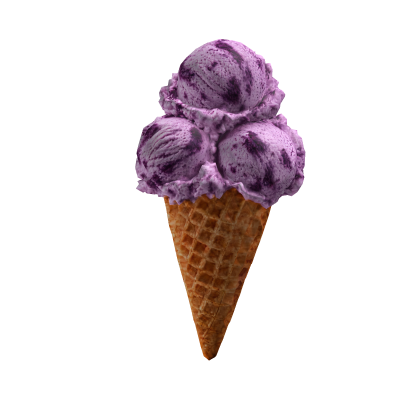Blueberry Triple-Scoop Ice Cream Cone