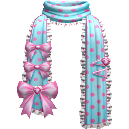 Kawaii Gyaru Polkadot Bow Ruffle Scarf Blue Pink