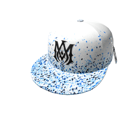 GORRA BLANCA AMIRI CON DETALLE DE SALPICADURA AZUL