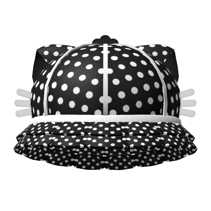 ⪩ ⪨ white polka kawaii ruffled cat bucket hat Roblox item