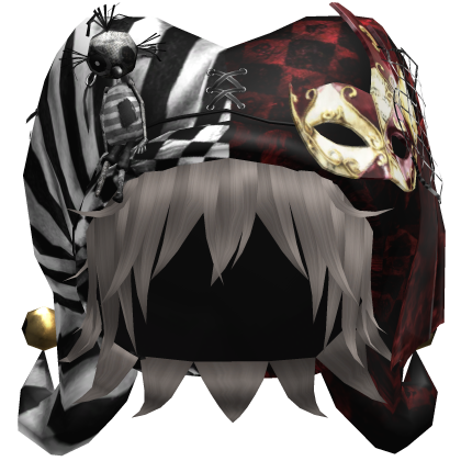 Red Gothic Circus Jester Hat w Ash Brown Hair Roblox item