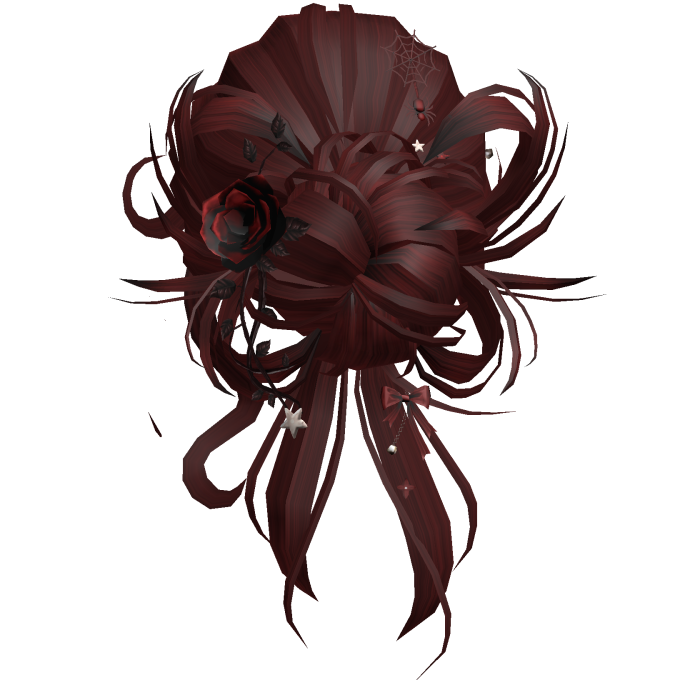 Gothic Messy Rose Thorn Bun (Dark Red)