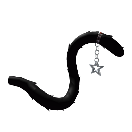 Black Fluffy Cat Tail with Platinum Star