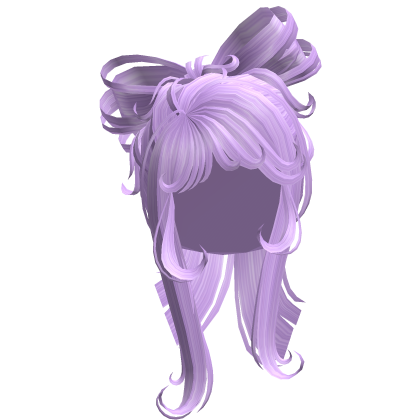 Long Cute Bow Shaped Ponytail Hair - Lavender Roblox item