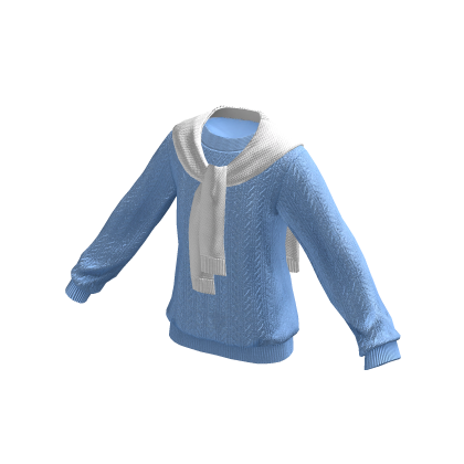 Sweater Blue Oversized Basic Cut Tie Knit Cozy y2k thumbnail