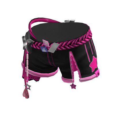Punk Shorts w/ Stars & Hearts Charms Hot Pink